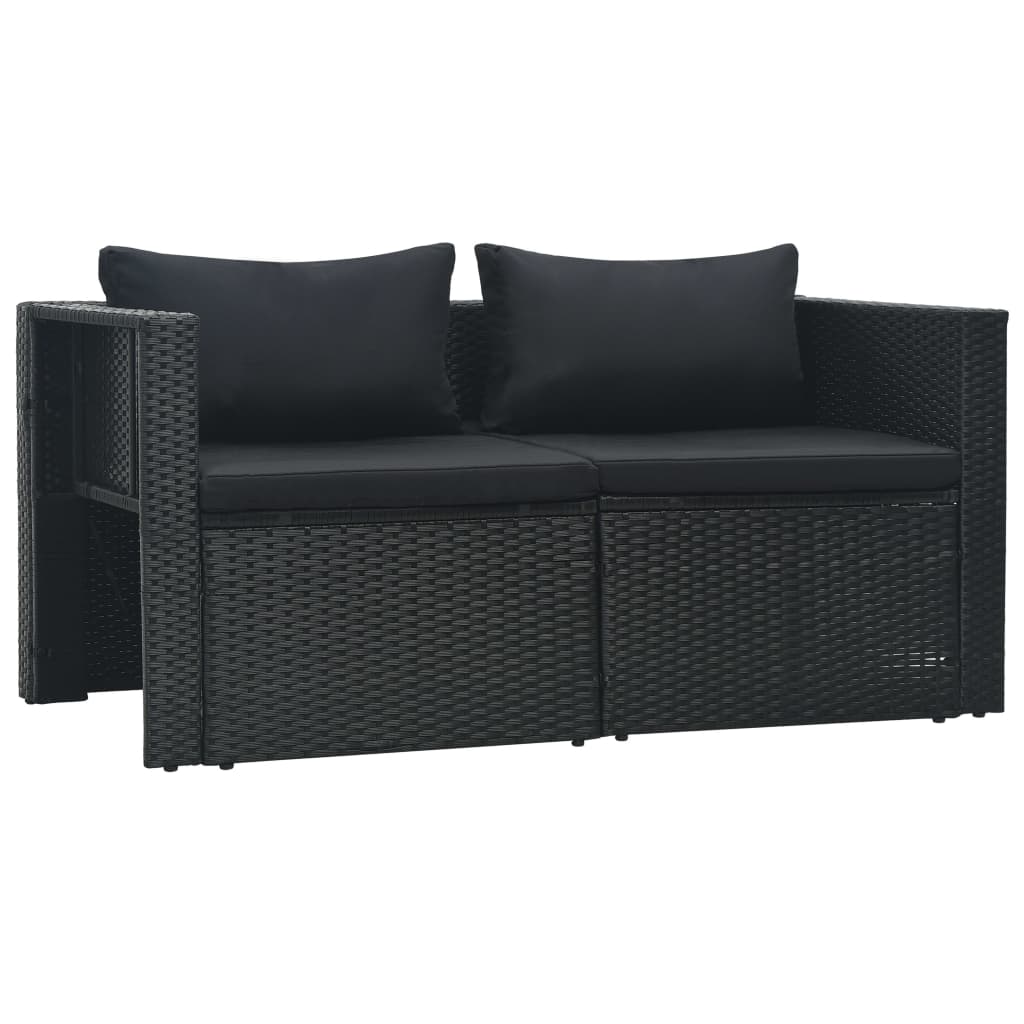 Salon de jardin 6 pcs avec coussins résine tressée noir