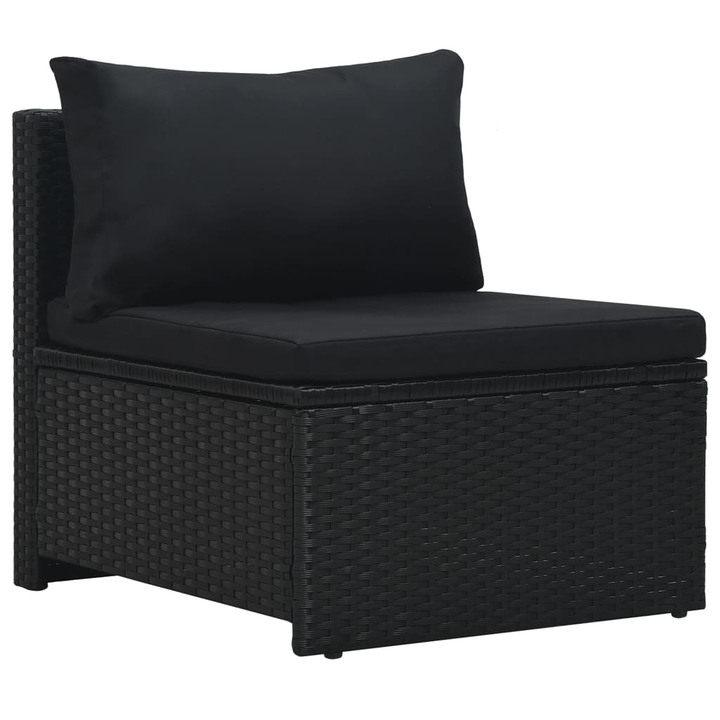 Salon de jardin 6 pcs avec coussins résine tressée noir