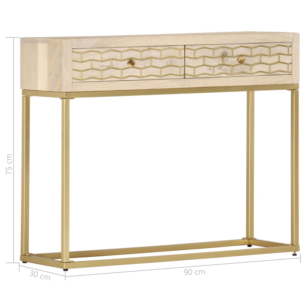 Table console doré 90x30x75 cm bois solide de manguier - XIOS