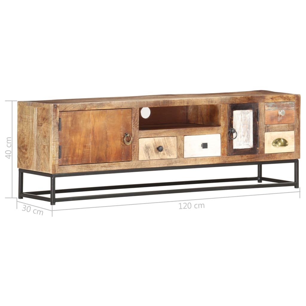 Meuble TV 120 x 30 x 40 cm Bois de récupération massif - XIOS