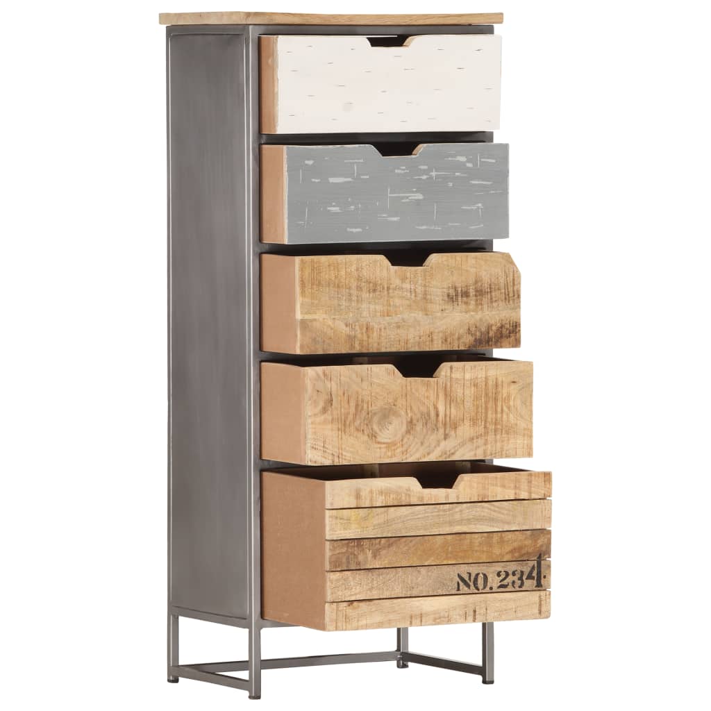 Armoire à tiroirs 45x30x105 cm Bois de manguier massif - XIOS