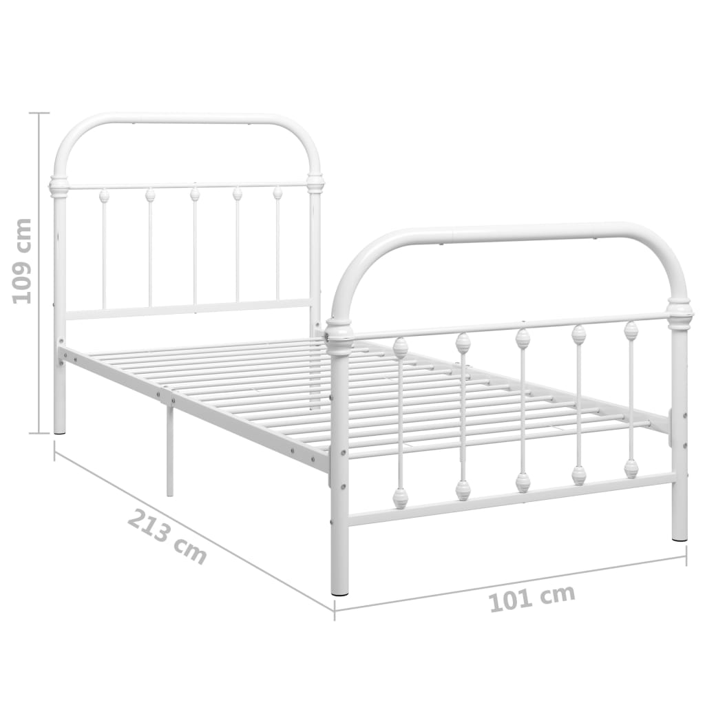 Cadre de lit sans matelas blanc métal 90x200 cm - XIOS