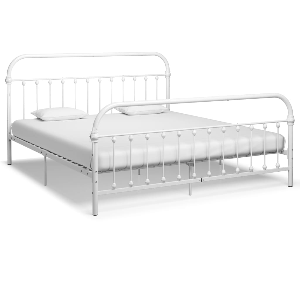 Cadre de lit sans matelas et tête de lit blanc 180x200 cm métal - XIOS