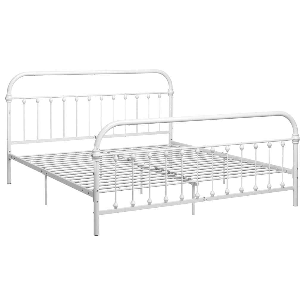 Cadre de lit sans matelas et tête de lit blanc 180x200 cm métal - XIOS
