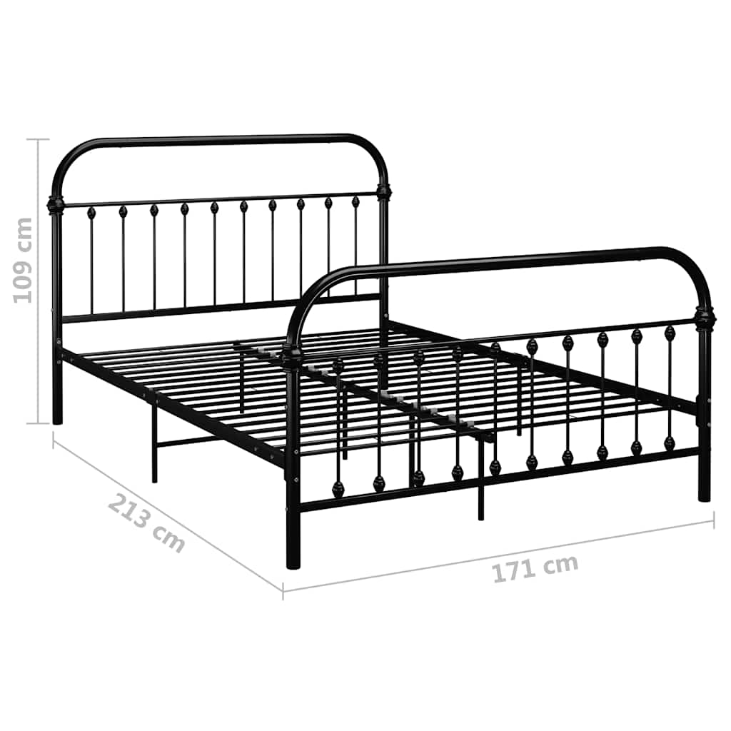 Cadre de lit sans matelas et tête de lit noir 160x200 cm métal - XIOS