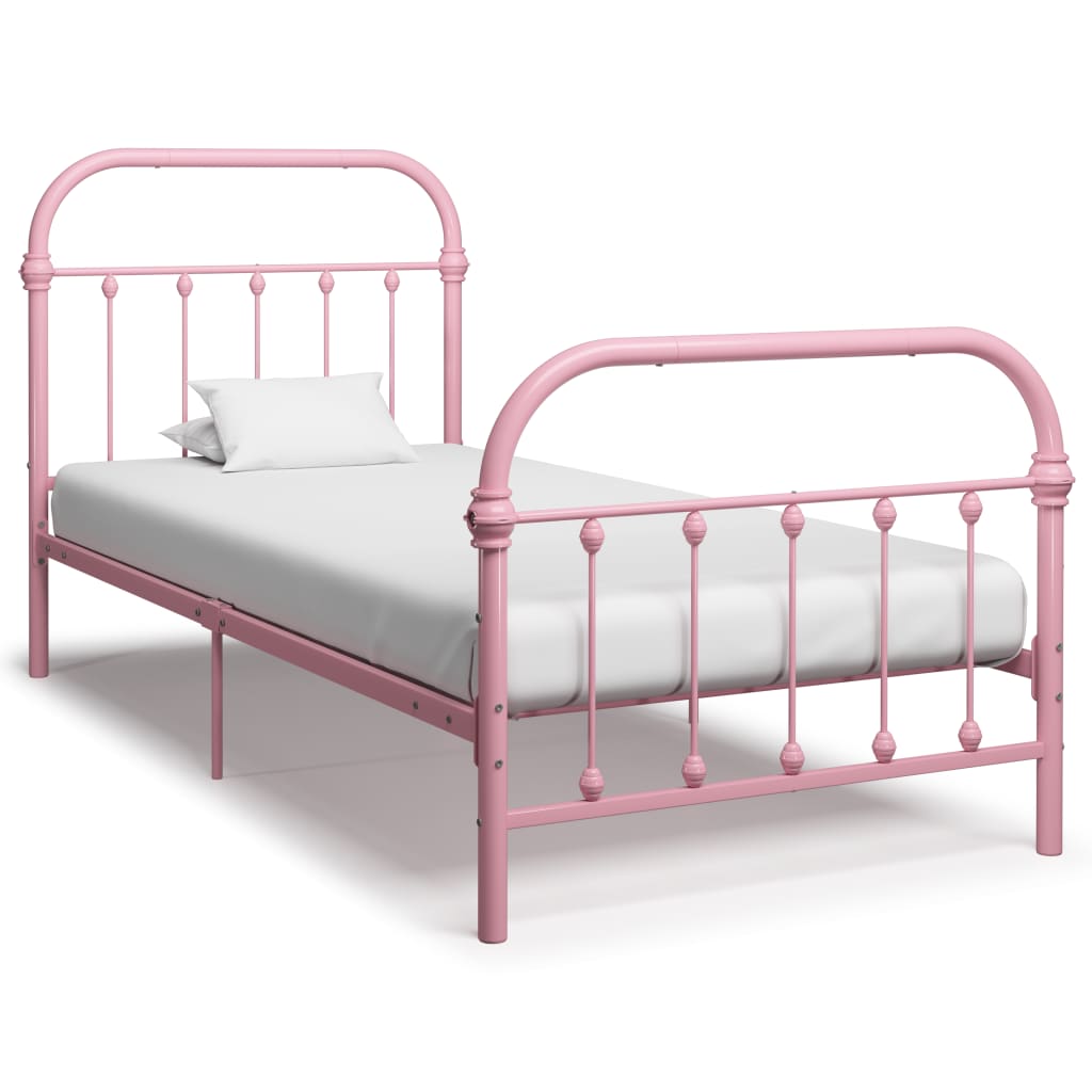 Cadre de lit sans matelas rose métal 90x200 cm - XIOS