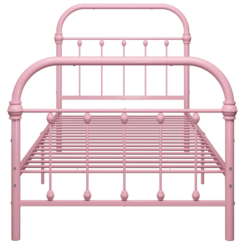 Cadre de lit sans matelas rose métal 90x200 cm - XIOS