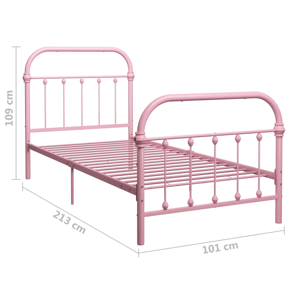 Cadre de lit sans matelas rose métal 90x200 cm - XIOS