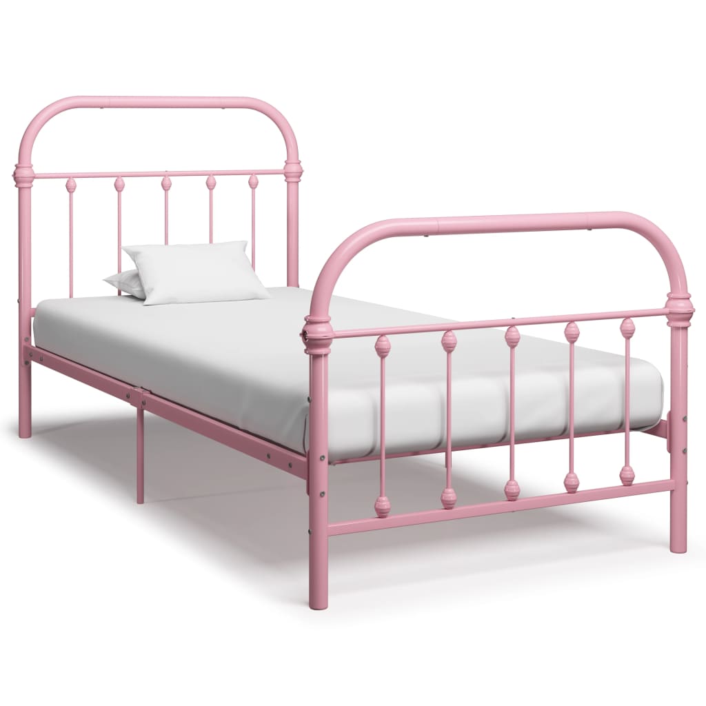 Cadre de lit sans matelas rose métal 100x200 cm - XIOS