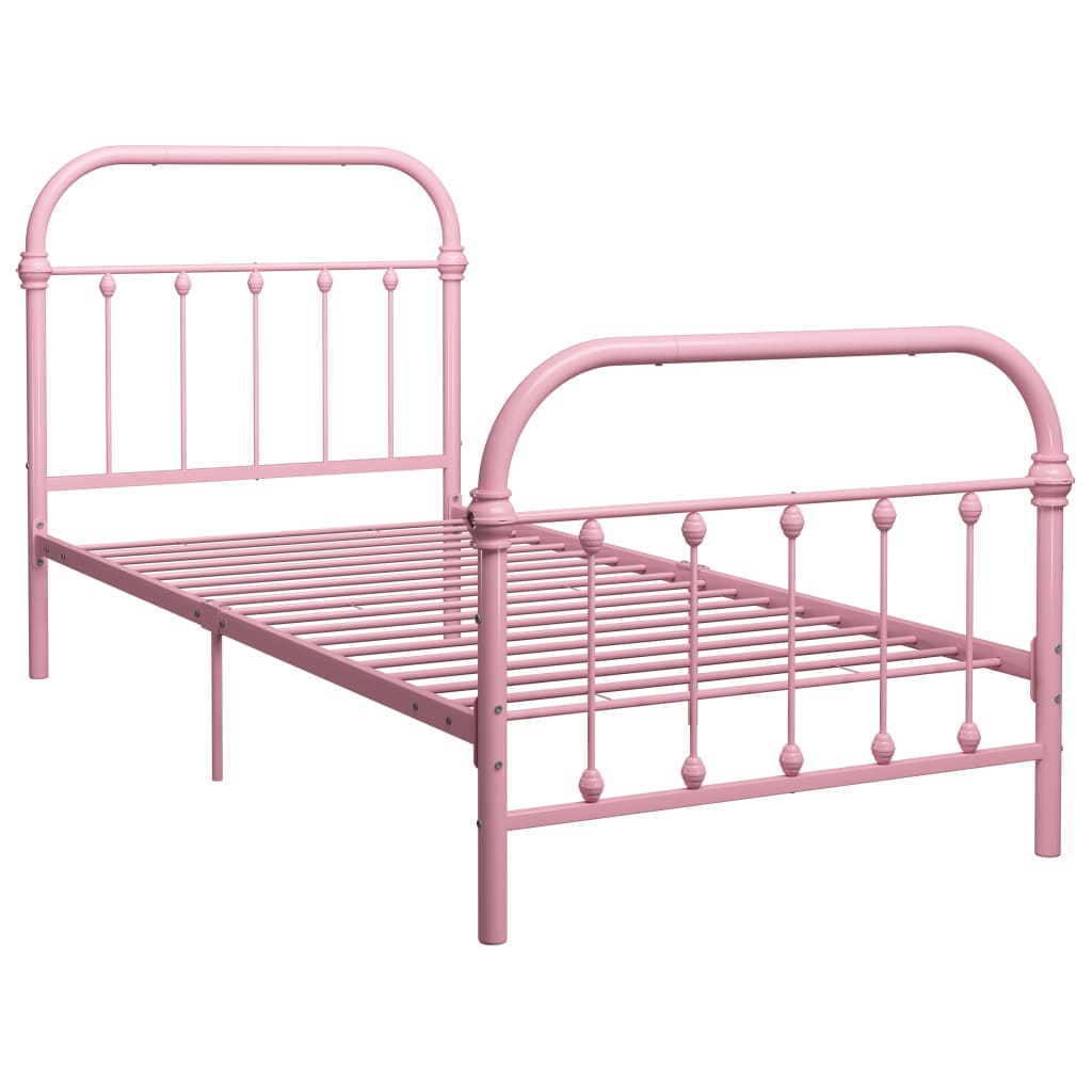 Cadre de lit sans matelas rose métal 100x200 cm - XIOS