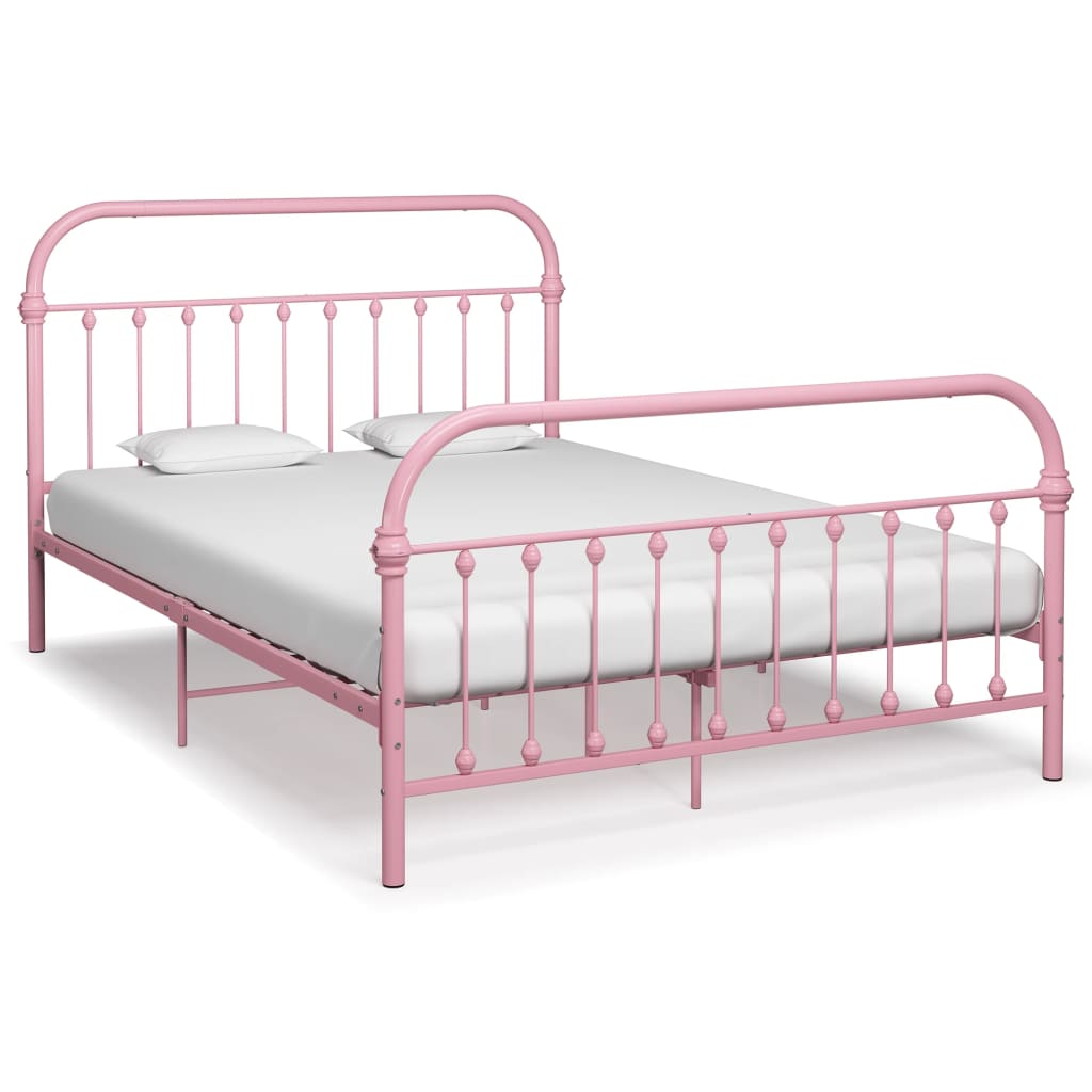 Cadre de lit sans matelas rose métal 140x200 cm - XIOS