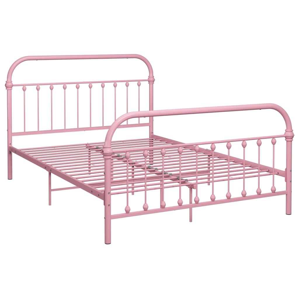 Cadre de lit sans matelas rose métal 140x200 cm - XIOS