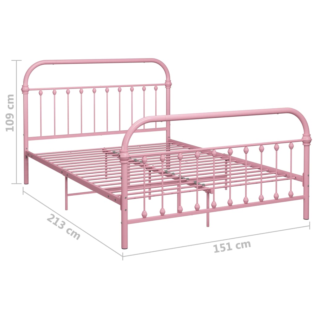 Cadre de lit sans matelas rose métal 140x200 cm - XIOS
