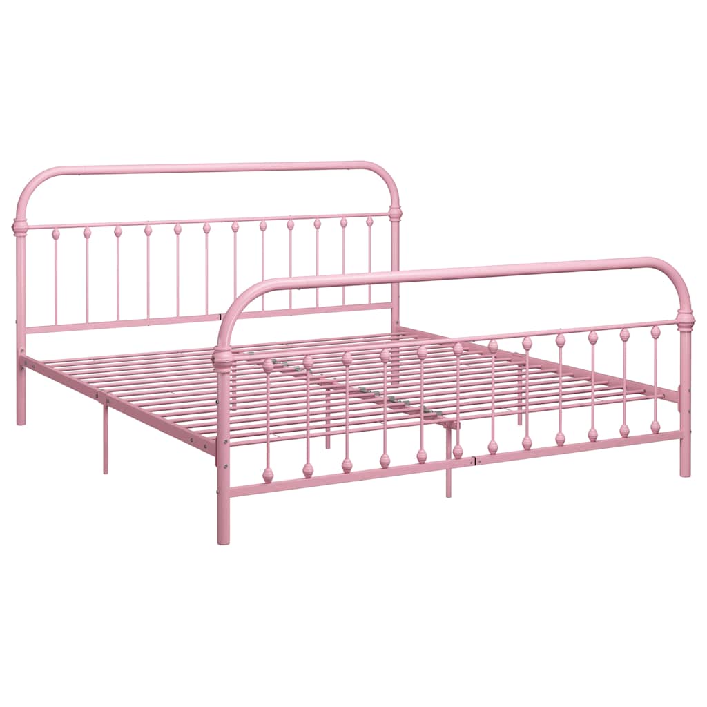 Cadre de lit sans matelas rose métal 180x200 cm