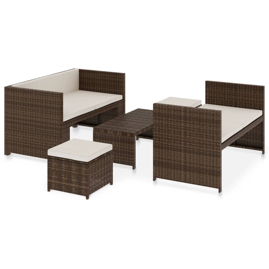 Salon de jardin 5 pcs avec coussins Résine tressée Marron - XIOS