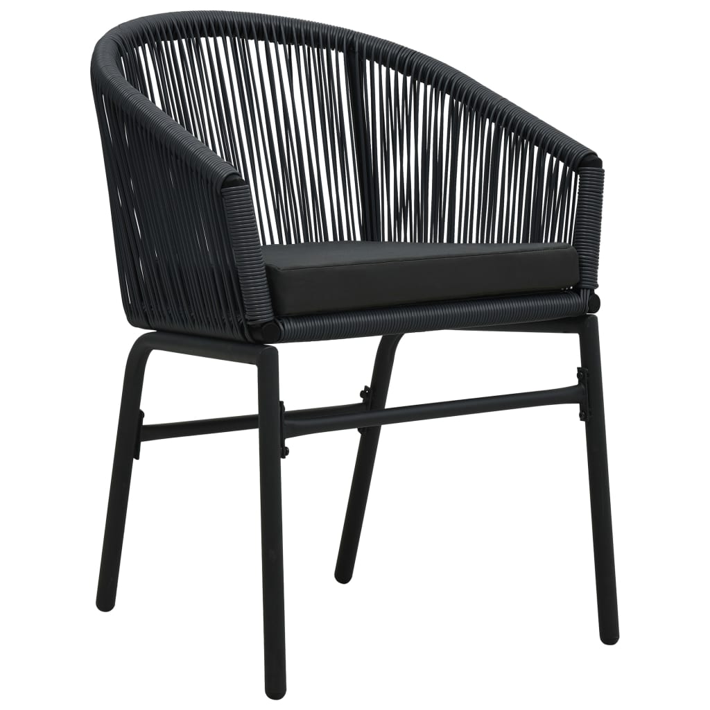 Ensemble de bistro 3 pcs avec coussins Rotin PE Noir - XIOS