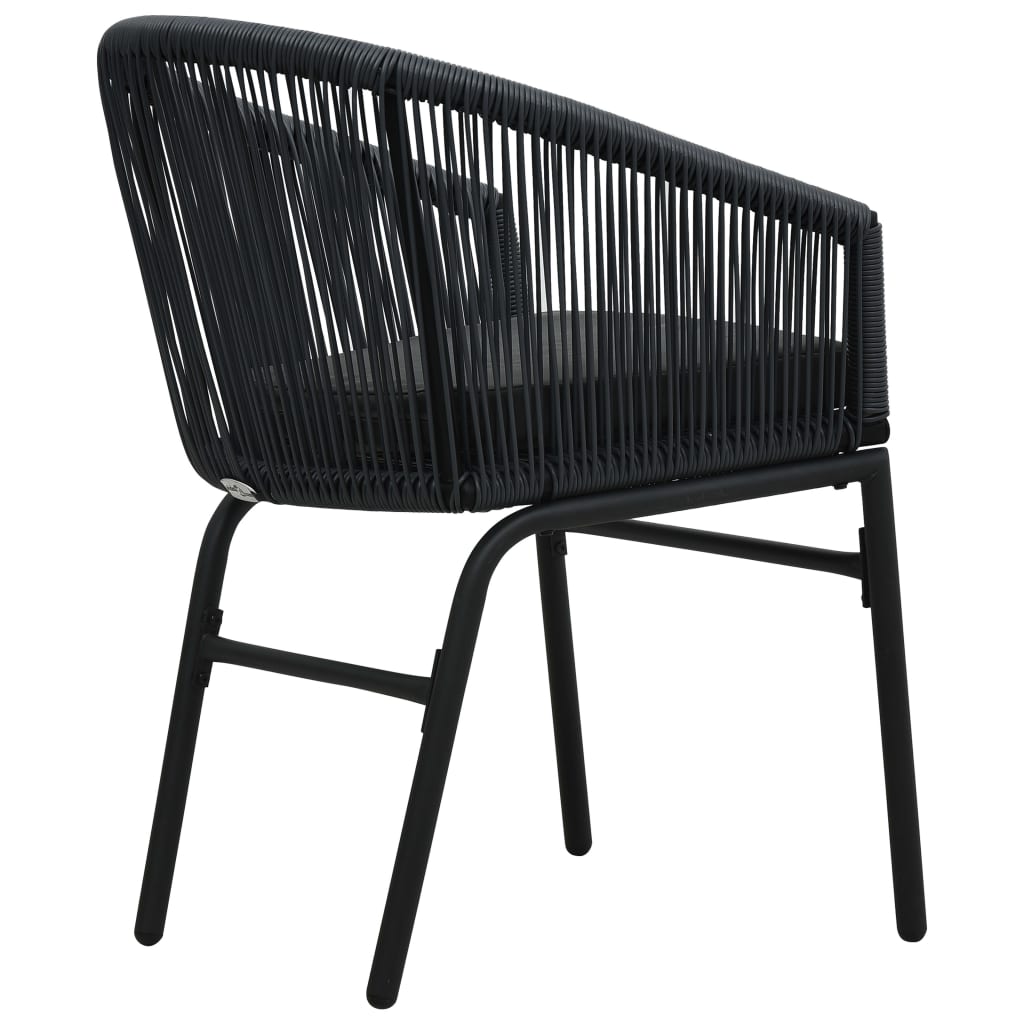 Ensemble de bistro 3 pcs avec coussins Rotin PE Noir - XIOS
