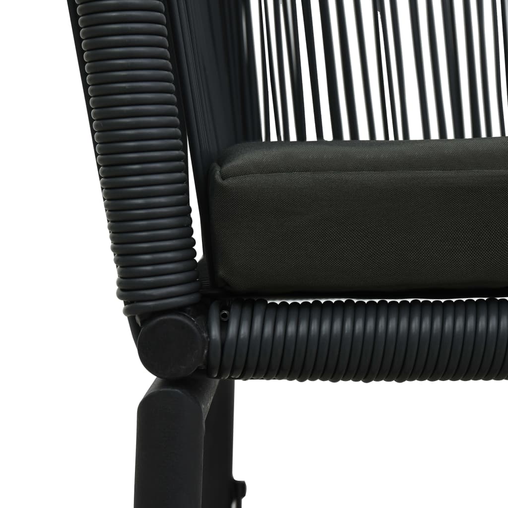 Ensemble de bistro 3 pcs avec coussins Rotin PE Noir - XIOS
