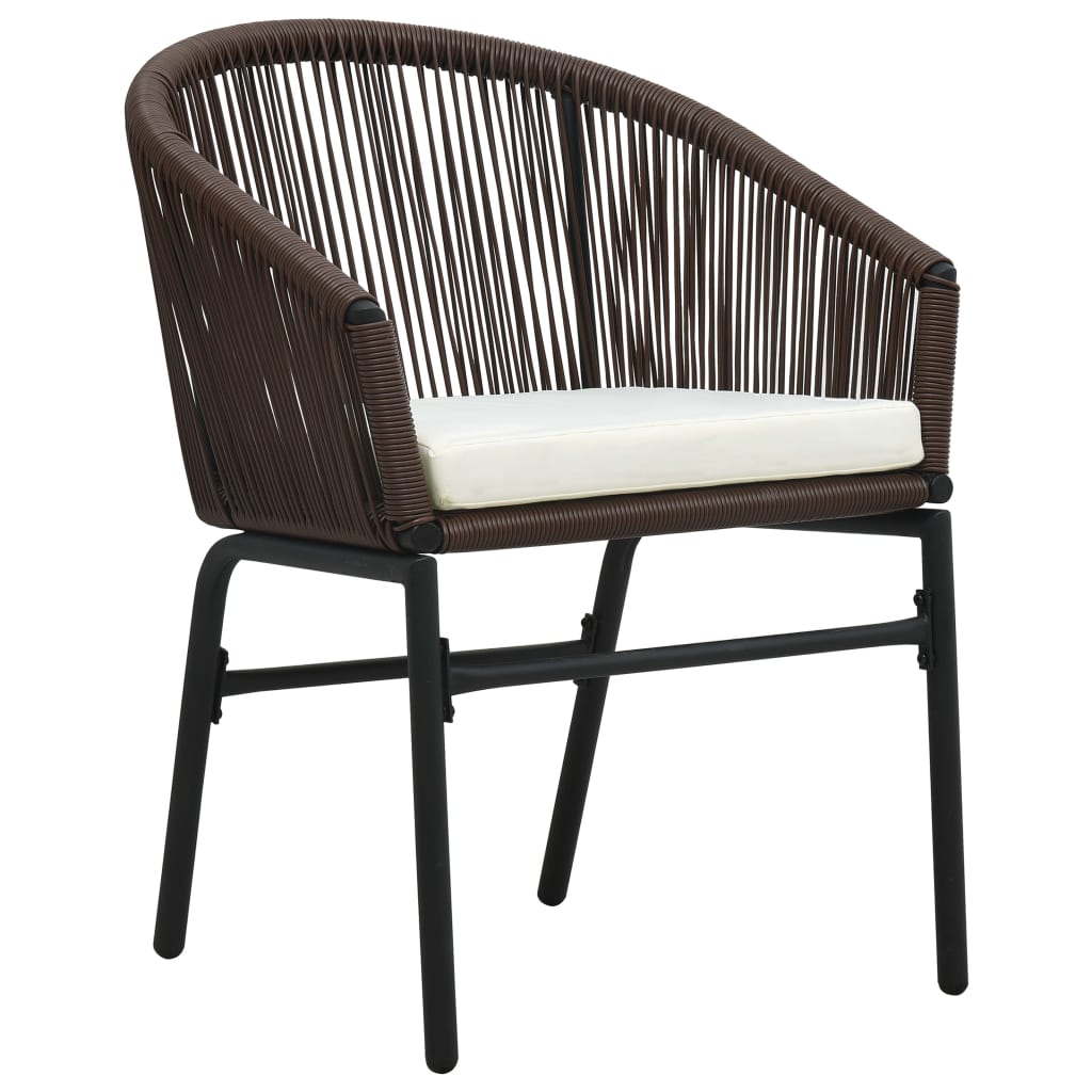 Ensemble de bistro 3 pcs avec coussins Rotin PE Marron - XIOS