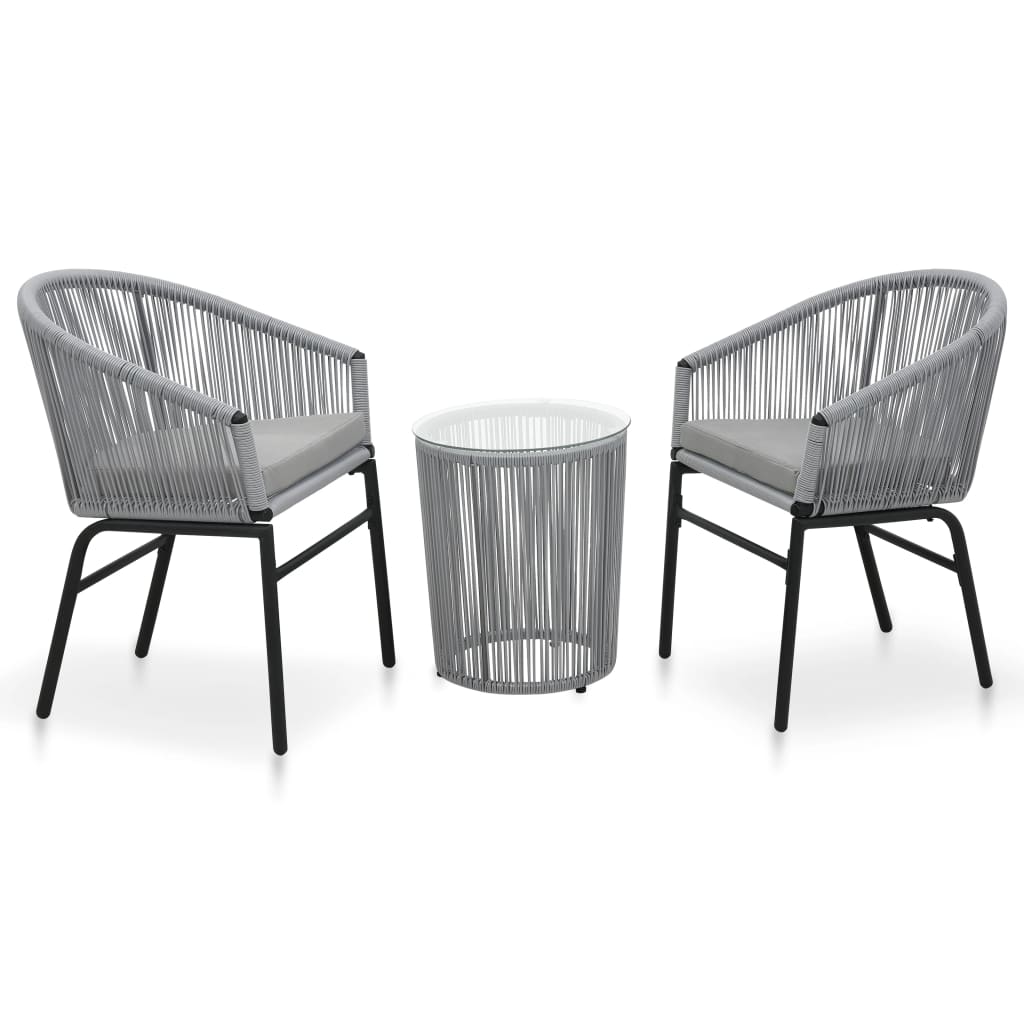 Ensemble de bistro 3 pcs avec coussins Rotin PE Gris - XIOS