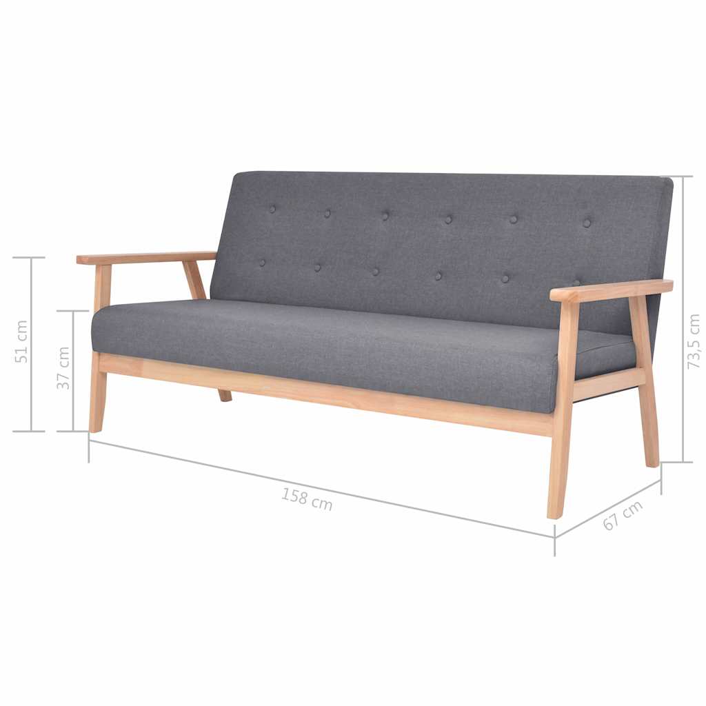 Ensemble de canapés 3 pcs Tissu Gris foncé
