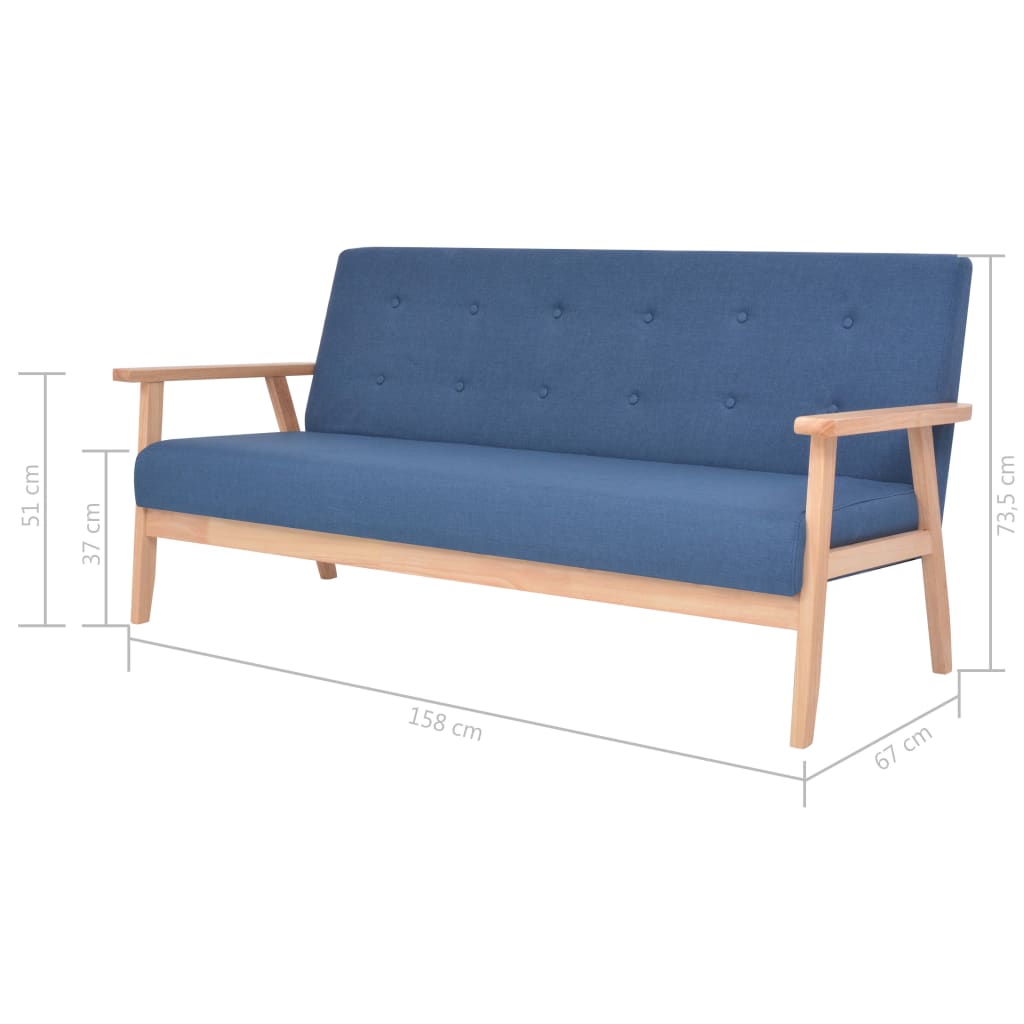 Ensemble de canapés 3 pcs Tissu Bleu - XIOS