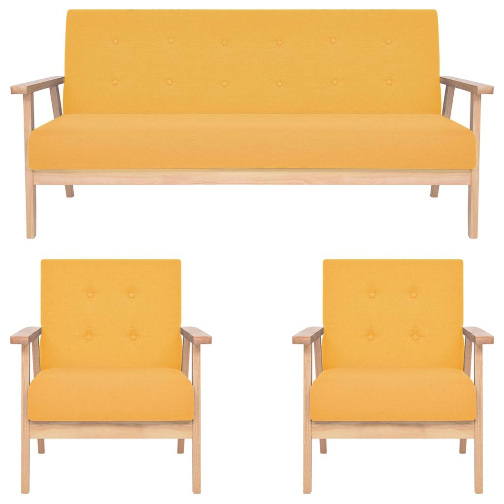 Ensemble de canapés 3 pcs Tissu Jaune