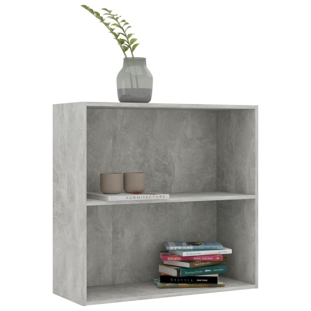 Bibliothèque à 2 niveaux gris béton bois d'ingénierie - XIOS