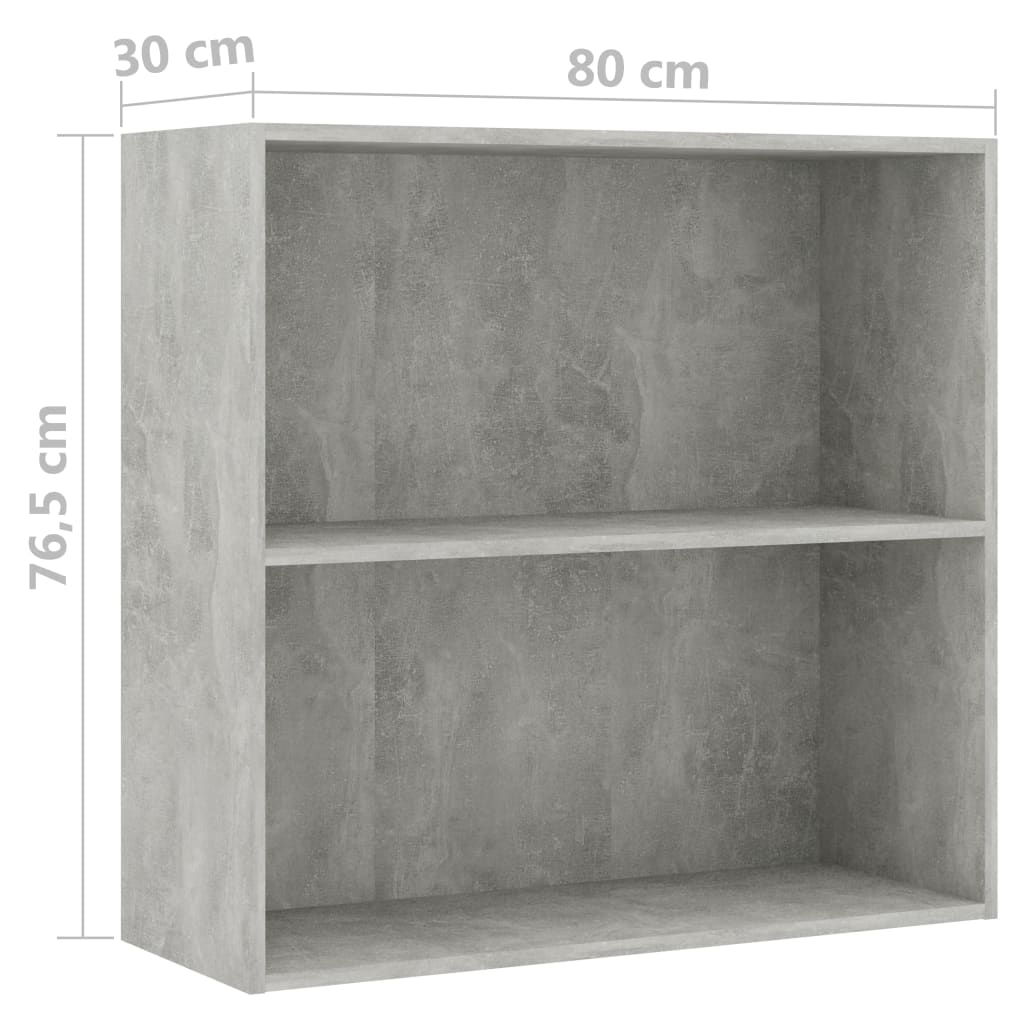 Bibliothèque à 2 niveaux gris béton bois d'ingénierie - XIOS