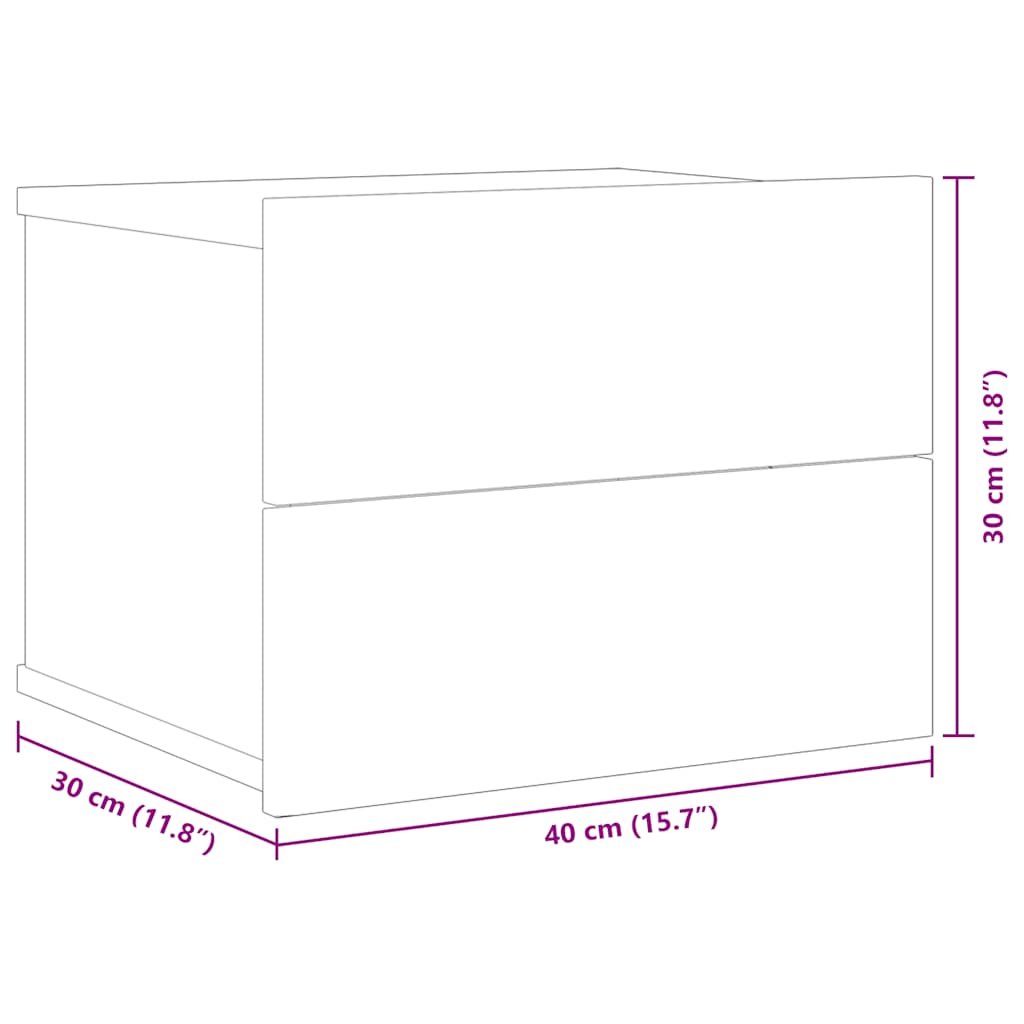 Table de chevet Gris béton 40x30x30 cm Bois ingénierie - XIOS