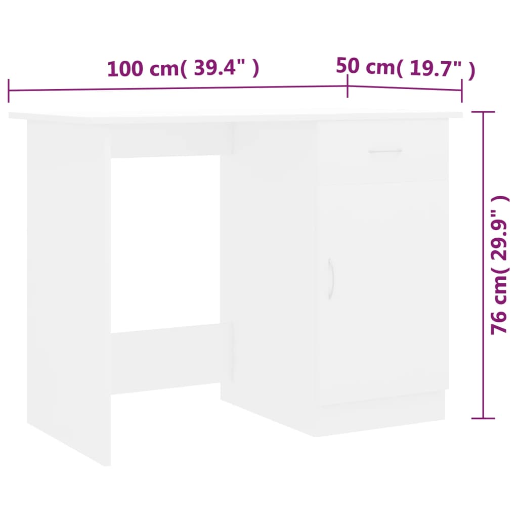Bureau Blanc 100x50x76 cm Bois d'ingénierie - XIOS