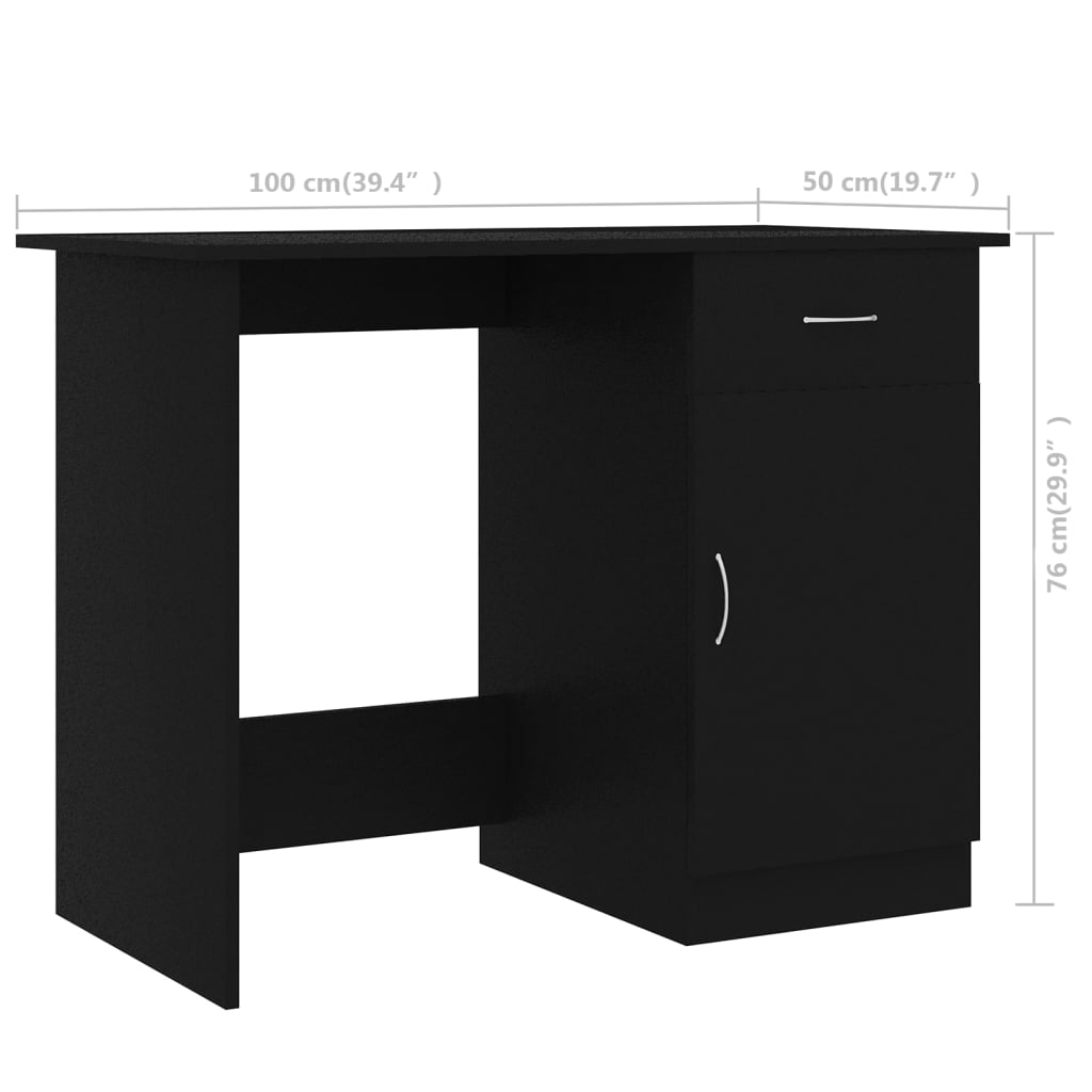 Bureau Noir 100x50x76 cm Bois d’ingénierie - XIOS