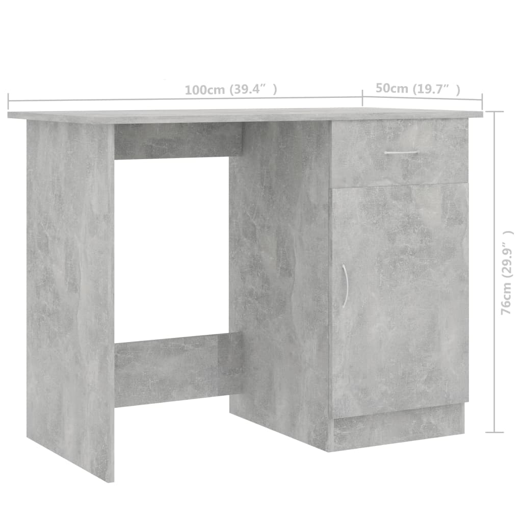 Bureau Gris béton 100x50x76 cm Bois d’ingénierie - XIOS