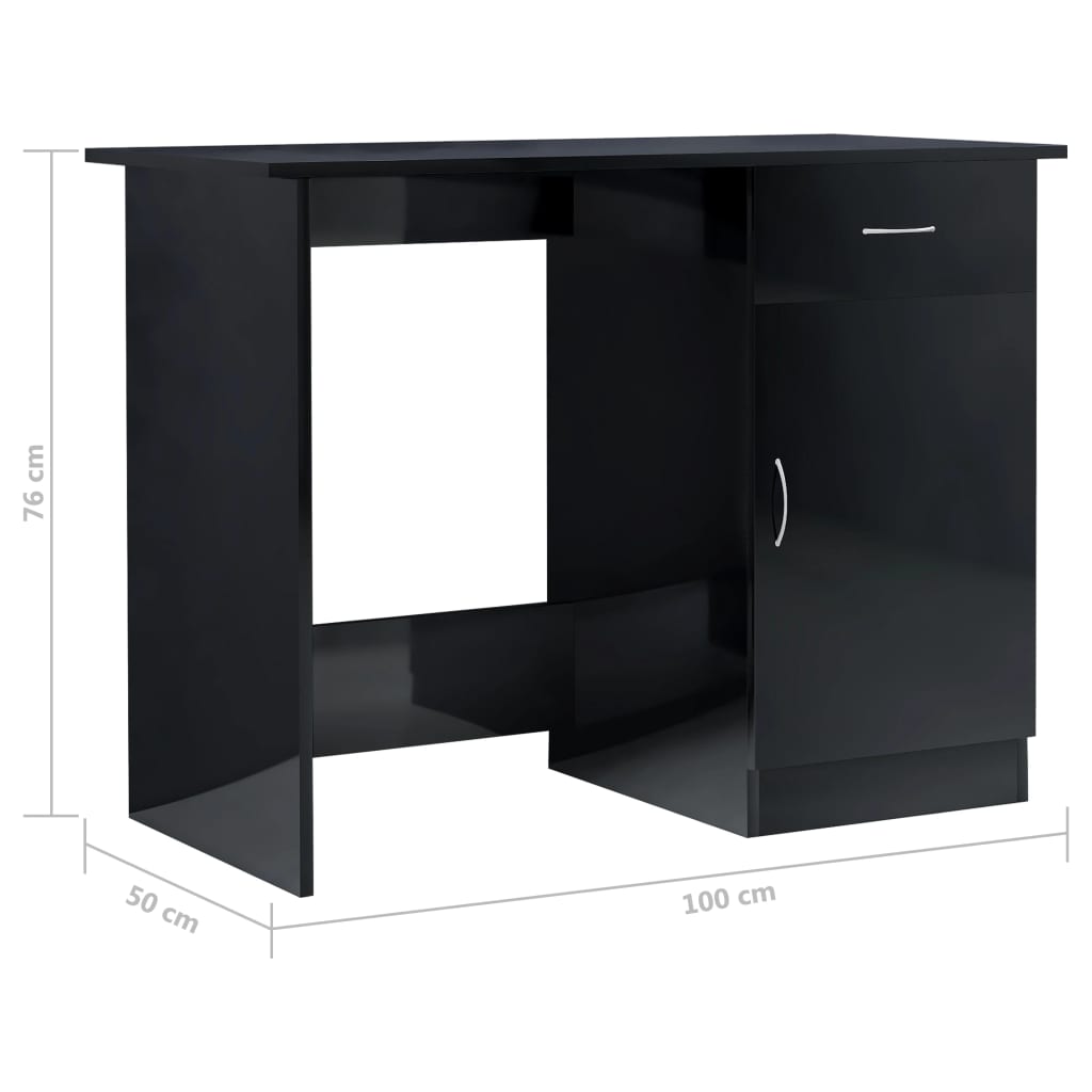 Bureau Noir brillant 100 x 50 x 76 cm Aggloméré