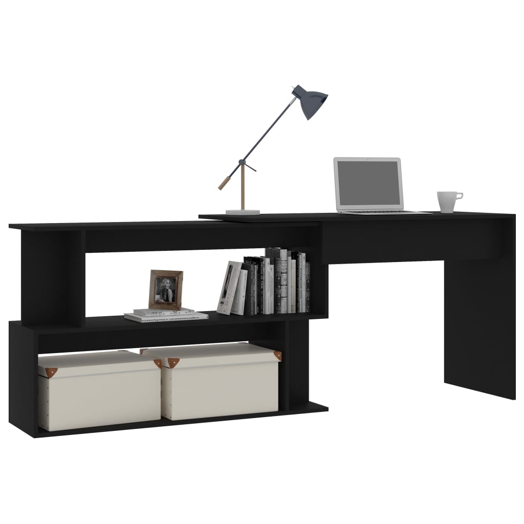 Bureau d'angle Noir 200x50x76 cm Bois d’ingénierie - XIOS