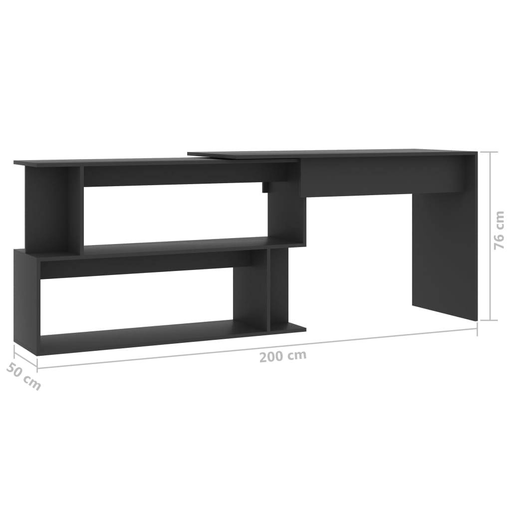 Bureau d'angle Gris 200x50x76 cm Aggloméré - XIOS