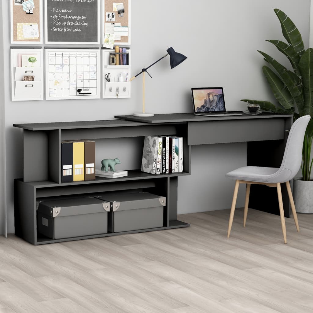 Bureau d'angle Gris 200x50x76 cm Aggloméré - XIOS