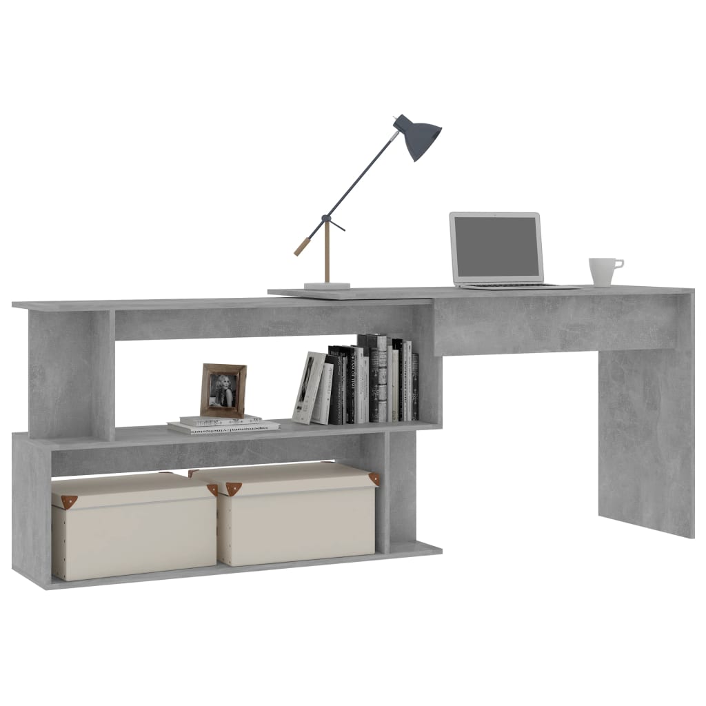 Bureau d'angle Gris béton 200x50x76 cm Bois d’ingénierie - XIOS