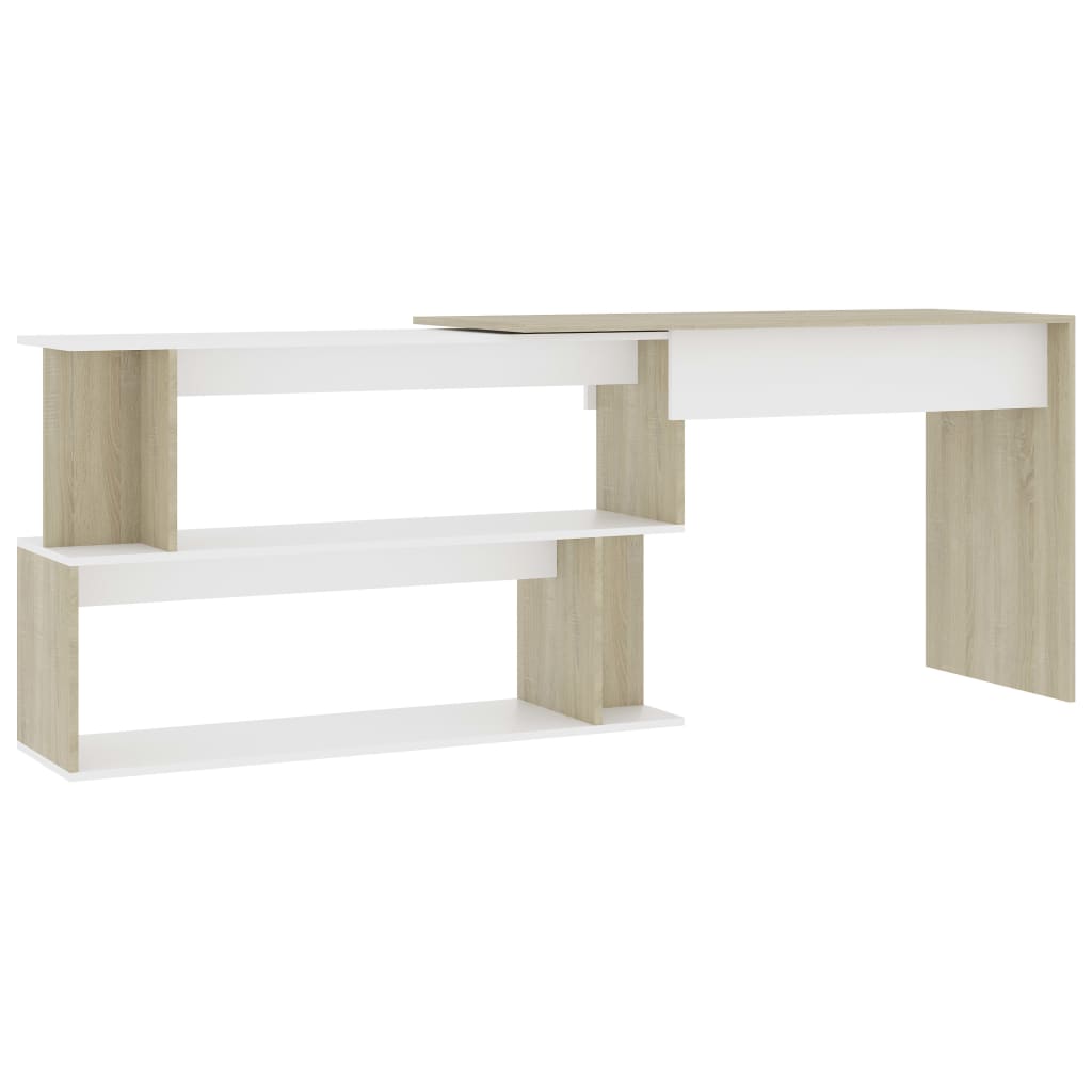 Bureau d'angle Blanc chêne sonoma 200x50x76cm Bois d’ingénierie - XIOS