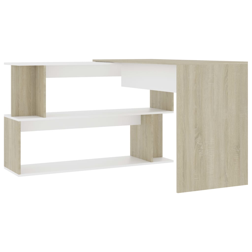 Bureau d'angle Blanc chêne sonoma 200x50x76cm Bois d’ingénierie - XIOS
