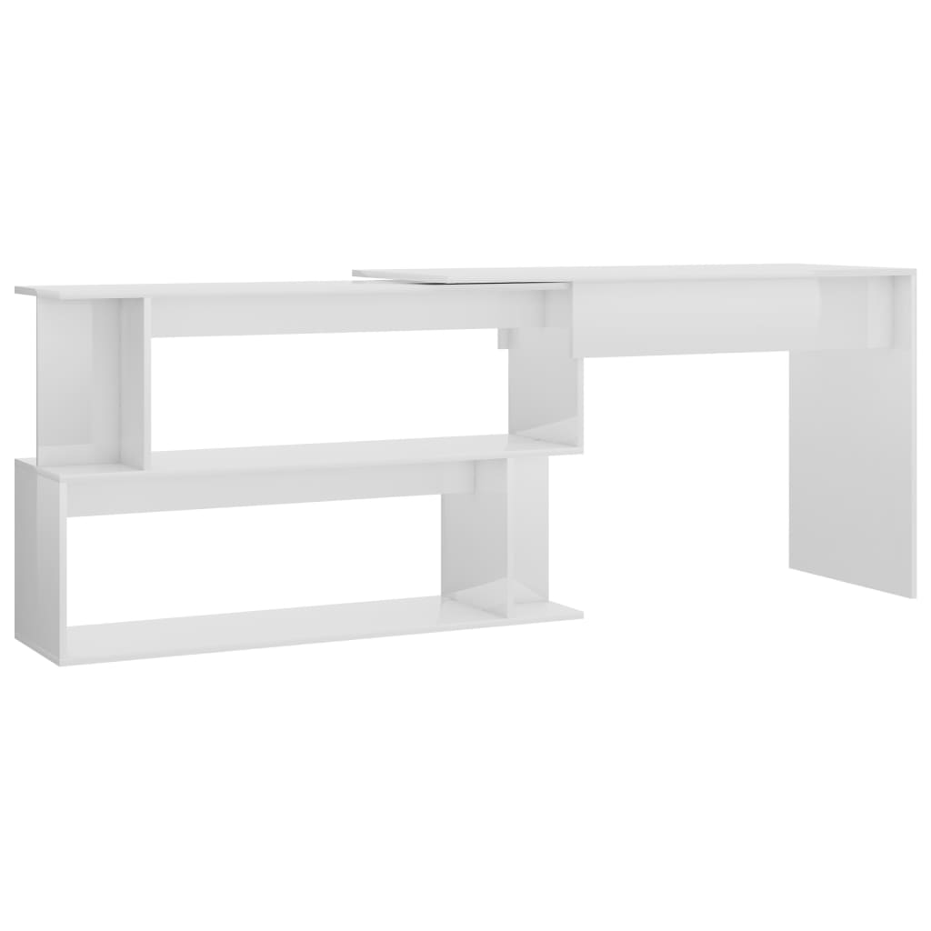 Bureau d'angle Blanc brillant 200x50x76 cm Bois d’ingénierie - XIOS