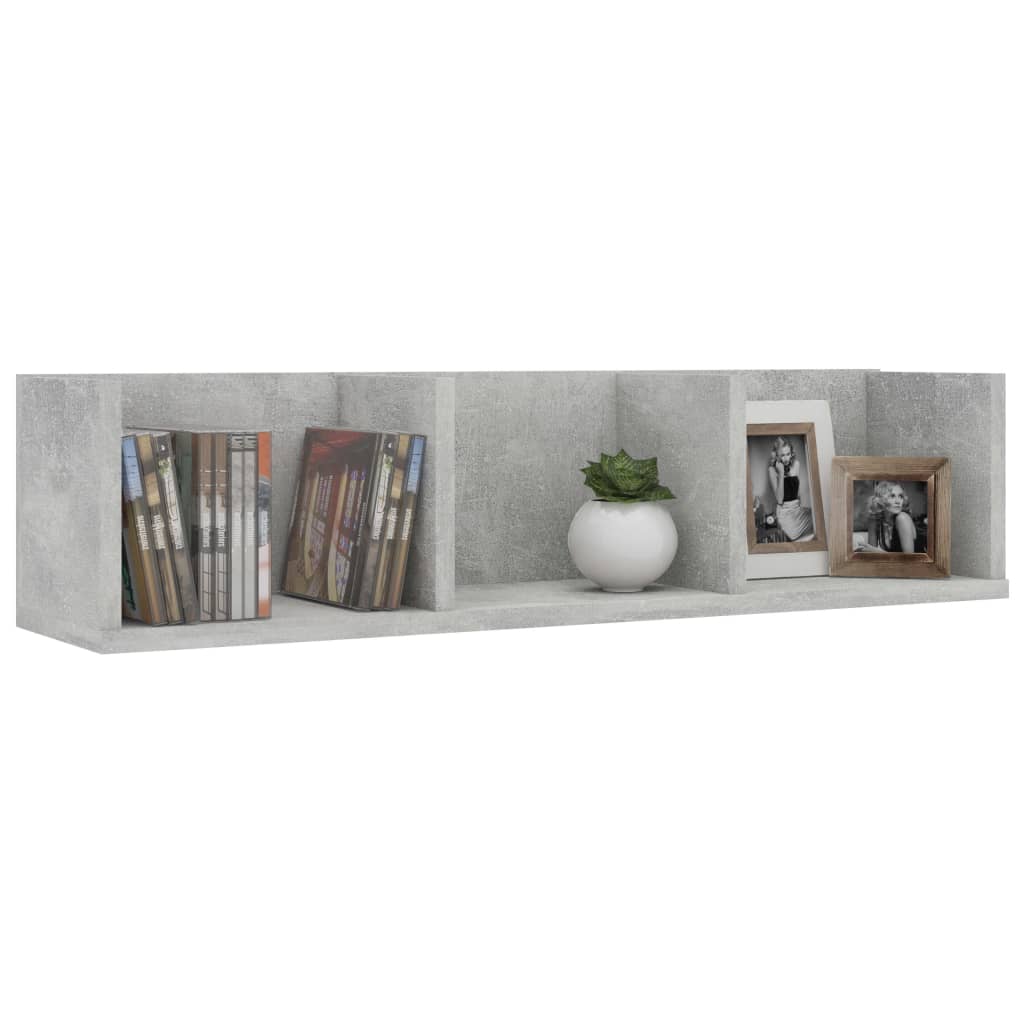 Étagère murale à CD Gris béton 75x18x18 cm Bois d'ingénierie - XIOS