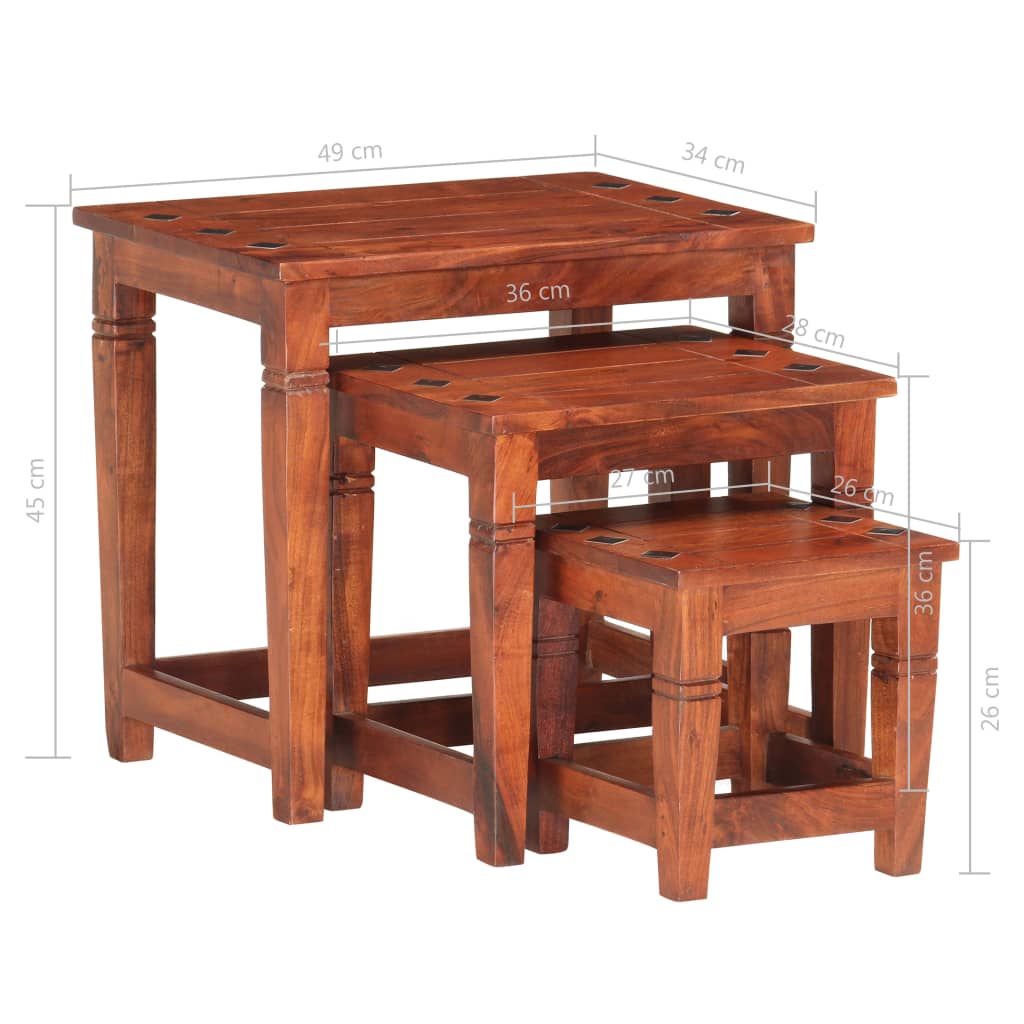 Tables gigognes 3 pcs Bois d'acacia massif - XIOS