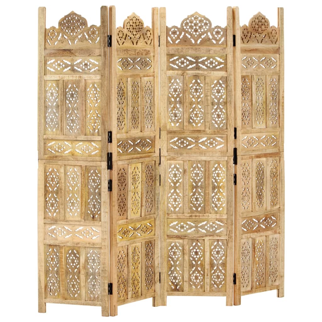 Cloison de séparation 4 panneaux 160x165 cm Bois de manguier - XIOS