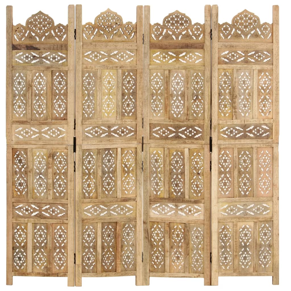 Cloison de séparation 4 panneaux 160x165 cm Bois de manguier - XIOS
