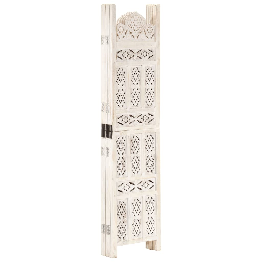 Cloison de séparation 5 panneaux Blanc 200x165 cm Bois manguier - XIOS