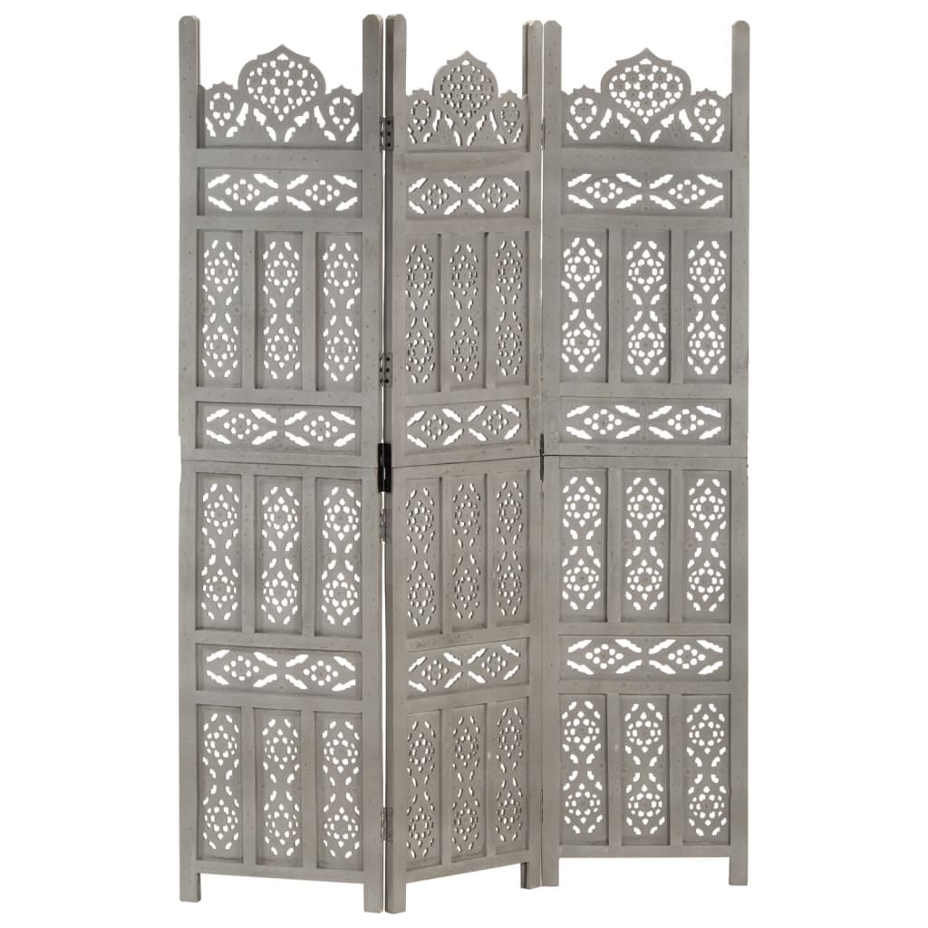 Cloison de séparation 3 panneaux Gris 120x165 cm Bois manguier - XIOS