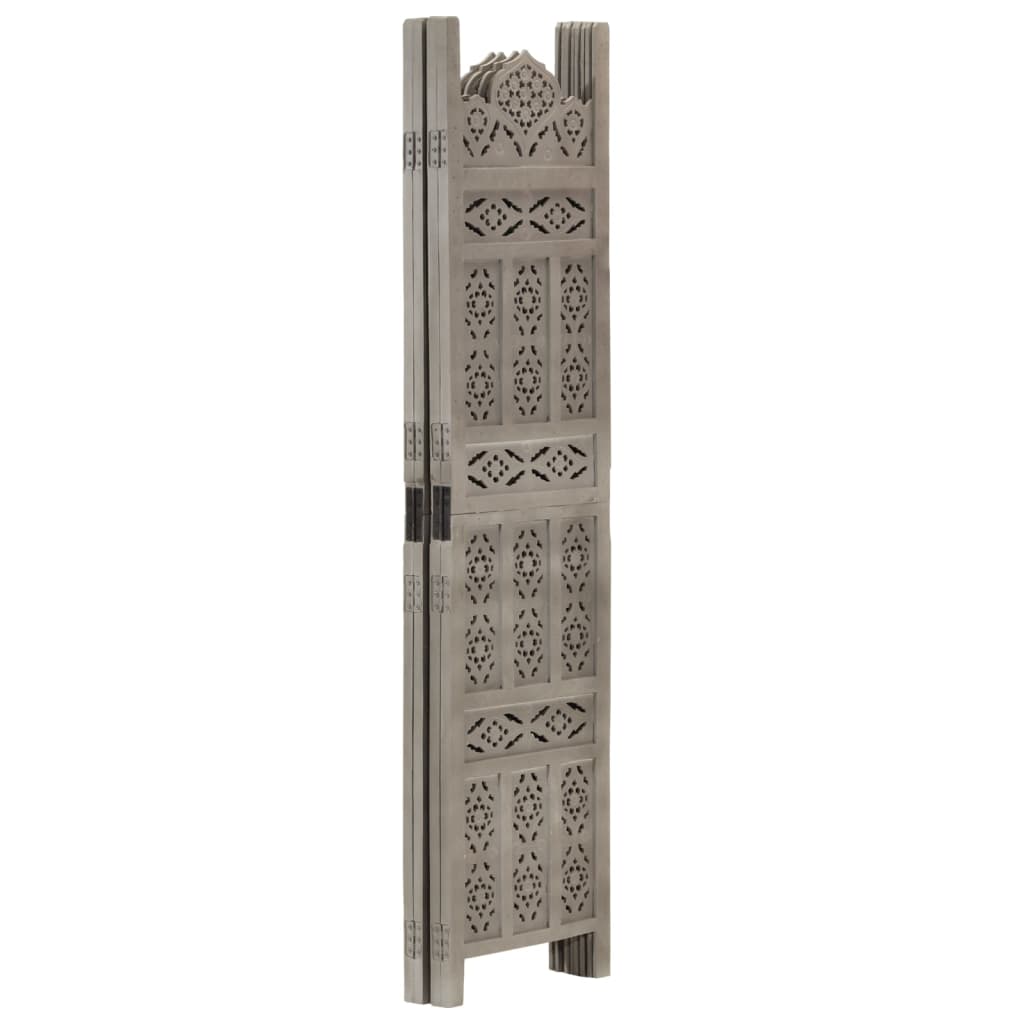Cloison de séparation 4 panneaux Gris 160x165 cm Bois manguier - XIOS