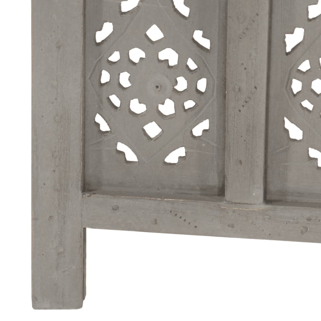 Cloison de séparation 4 panneaux Gris 160x165 cm Bois manguier - XIOS
