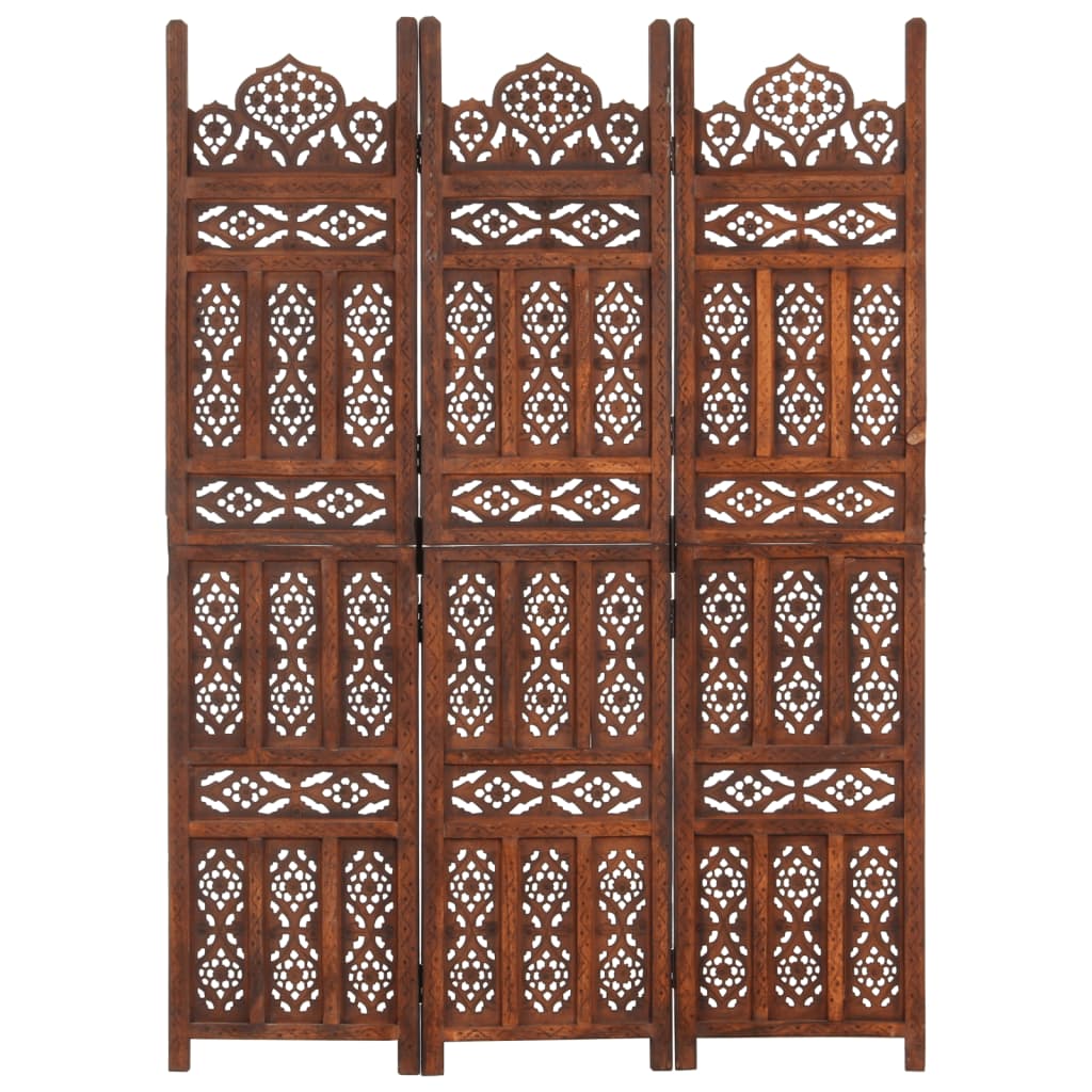 Cloison de séparation 3 panneaux Marron 120x165cm Bois manguier - XIOS